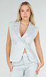 Lichtblauwe Mouwloze Blazer Top met Knopen en Reverskraag