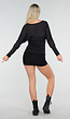 Zwarte Transparante Mesh Top met Lange Mouwen en Stretch