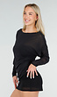 Zwarte Transparante Mesh Top met Lange Mouwen en Stretch