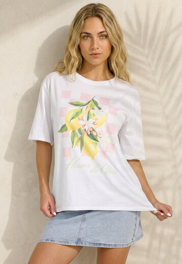 Wit T-shirt met Citroen Print