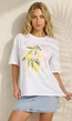 Wit Katoenen T-shirt met Citroen Print en Korte Mouwen