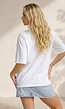 Wit Katoenen T-shirt met Citroen Print en Korte Mouwen