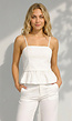 Witte Top met Peplum en Spaghettibandjes