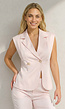 Lichtroze Mouwloze Blazer Top met Knopen en Reverskraag