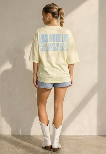 Lichtgeel Oversized T-shirt met Tekst