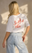 Wit Katoenen T-shirt met La Dolce Vita Print en Korte Mouwen