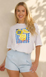 Wit Katoenen T-shirt met Citrus Print en Korte Mouwen