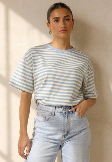 Geel Blauw Gestreept T-shirt