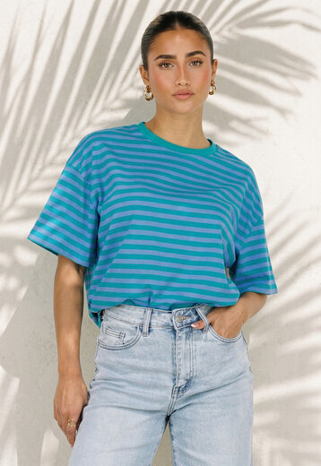 Blauw Groene Gestreepte T-shirt
