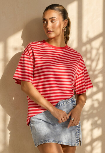 Rood Roze Gestreept T-shirt