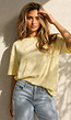 Butter Yellow Kanten T-shirt met Korte Mouwen en Ronde Hals