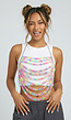 Multicolor Kettingtop met Open Rug en Haltersluiting