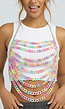Multicolor Kettingtop met Open Rug en Haltersluiting