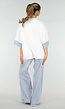 Wit Oversized T-Shirt met Blauw Kant