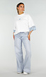 Wit Oversized T-Shirt met Blauw Kant