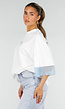 Wit Oversized T-Shirt met Blauw Kant