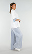 Wit Oversized T-Shirt met Blauw Kant