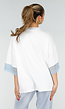 Wit Oversized T-Shirt met Blauw Kant