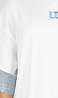Wit Oversized T-Shirt met Blauw Kant