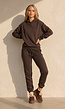 Donkerbruine Jogging Set met Capuchon en Trekkoord
