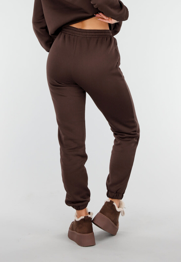 Donkerbruine Jogging Set met Capuchon en Trekkoord