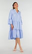 Lichtblauwe Midi Jurk met V-hals en Ruffle Details