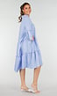 Lichtblauwe Midi Jurk met V-hals en Ruffle Details