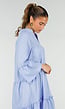 Lichtblauwe Midi Jurk met V-hals en Ruffle Details