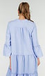 Lichtblauwe Midi Jurk met V-hals en Ruffle Details