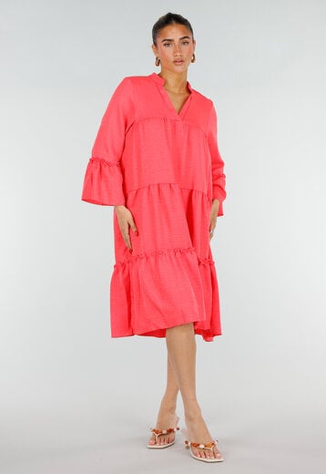Roze Midi Jurk met V-hals