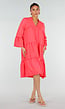 Roze Midi Jurk met V-hals en Ruffle Details