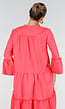 Roze Midi Jurk met V-hals en Ruffle Details
