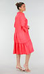 Roze Midi Jurk met V-hals en Ruffle Details