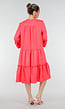 Roze Midi Jurk met V-hals en Ruffle Details