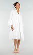 Witte Midi Jurk met V-hals en Ruffle Details