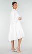 Witte Midi Jurk met V-hals en Ruffle Details