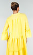 Gele Midi Jurk met V-hals en Ruffle Details