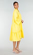 Gele Midi Jurk met V-hals en Ruffle Details