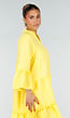 Gele Midi Jurk met V-hals en Ruffle Details