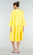 Gele Midi Jurk met V-hals en Ruffle Details