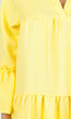 Gele Midi Jurk met V-hals en Ruffle Details