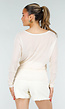 Crème Mesh Top met Lange Mouwen en Stretch