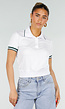 Witte Cropped Polo met Groene Contrasterende Strepen
