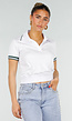 Witte Cropped Polo met Groene Contrasterende Strepen