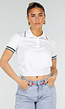Witte Cropped Polo met Groene Contrasterende Strepen