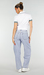 Witte Cropped Polo met Groene Contrasterende Strepen