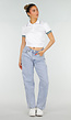 Witte Cropped Polo met Groene Contrasterende Strepen