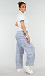 Witte Cropped Polo met Groene Contrasterende Strepen
