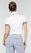 Witte Cropped Polo met Groene Contrasterende Strepen