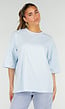 Lichtblauw Oversized T-Shirt met Korte Mouwen en Backprint